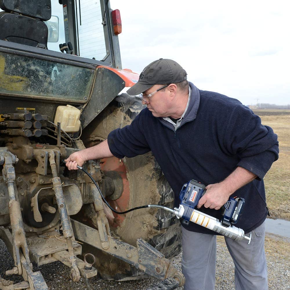 Lincoln 1884 PowerLuber 20 Volt Battery Powered Grease Gun with 36" Hose for Automotive, Agricultural, and Industrial Equipment, 10,000 PSI, Trigger-Operated, 2-Speed, (2) Lithium-Ion Battery Pack Lincoln