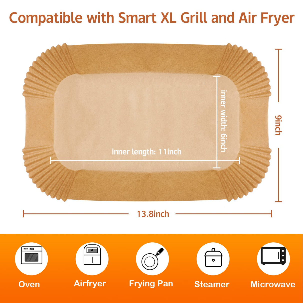 Air Fryer Liners For Ninja Smart XL Air Fryer,120Pcs Air Fryer Liners Disposable For Ninja FG551 6-in-1 Grill Air Fryer Parchment Paper Rectangular For Ninja Foodi Air Fryer Accessories Baking MooManGoo