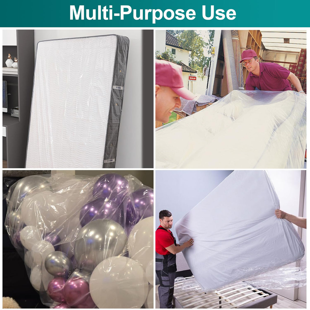 Mattress Bag for Moving Storage - Plastic Waterproof Mattress Protector Cover,Heavy-Duty Mattress Moving Supplies (1, Queen) CZXNBI