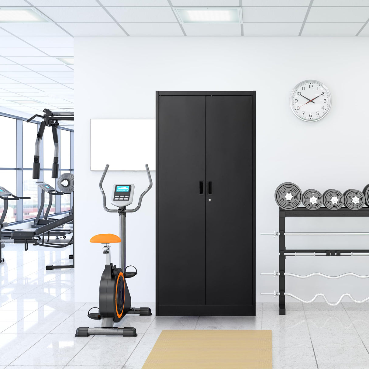 Metal Garage Storage Cabinets,71” Tall Metal File Cabinet with 5 Adjustable Shelves, Lockable Storage Cabinets for Office, Home, Garage, Warehouse 71" H x 31.5" W x 15.8" D (Black) TaskStorz