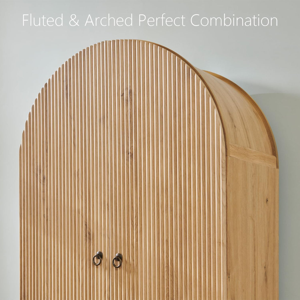 IFGET Fluted Arched Pantry Cabinet, 71" Tall Kitchen Storage Pantry Cabinet with Adjustable Shelves and 2 Large Drawers, Freestanding Morden Versatile Cupboard for Living Room, Bathroom, Natrual IFGET