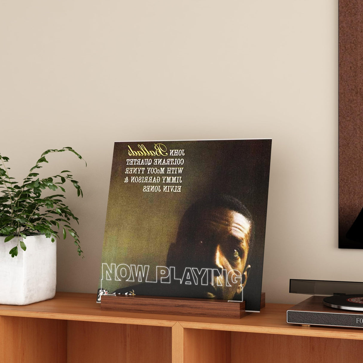 YuanDian Now Playing Vinyl Stand, Light up Now Spinning Record Stand, Wooden Acrylic Holder for Vinyl Album Display Storage, Vinyl Record LED Display Storage Collection Holder YuanDian