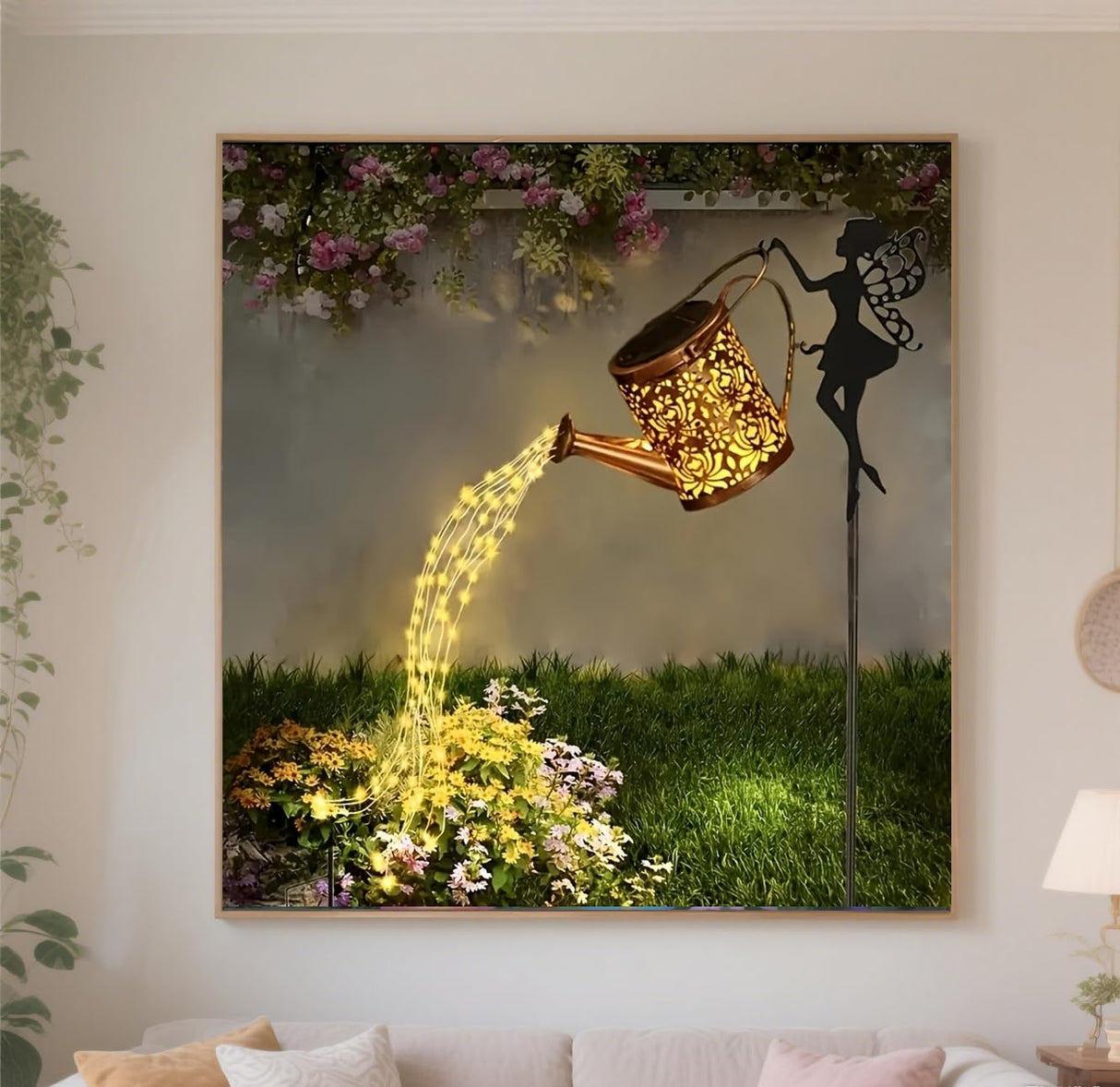 GXGLLPZBY Flower Diamond Painting Kits for Beginners, Garden Fairy Watering Plants Diamond Art Kits for Adult, 5D DIY Full Round Diamond Dot Gem Art Kits,Home Wall Decoration 13.8x13.8 Inches GXGLLPZBY