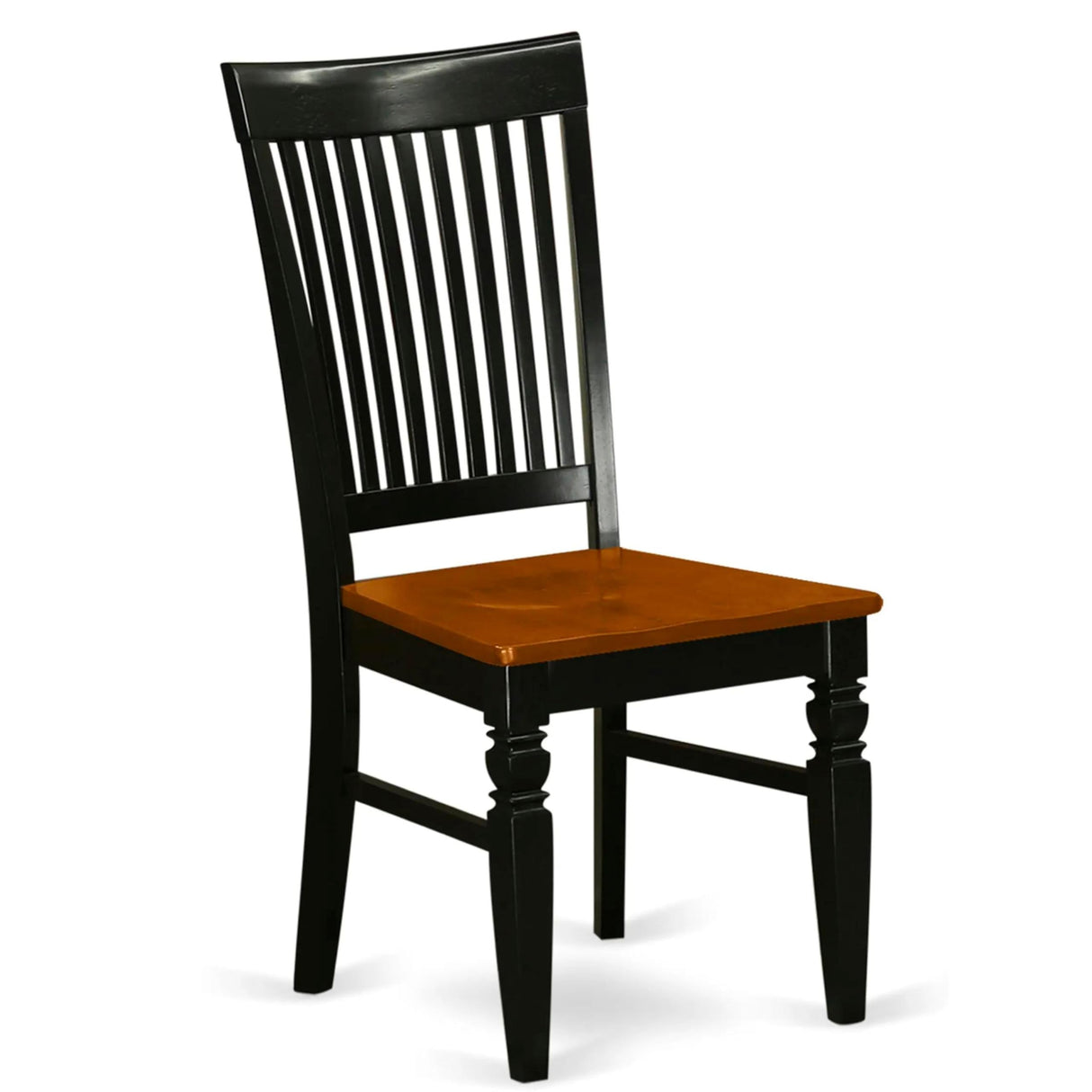 East West Furniture WEC-BCH-W Weston Dining Chairs - Slat Back Wooden Seat Chairs, Set of 2, Black & Cherry East West Furniture