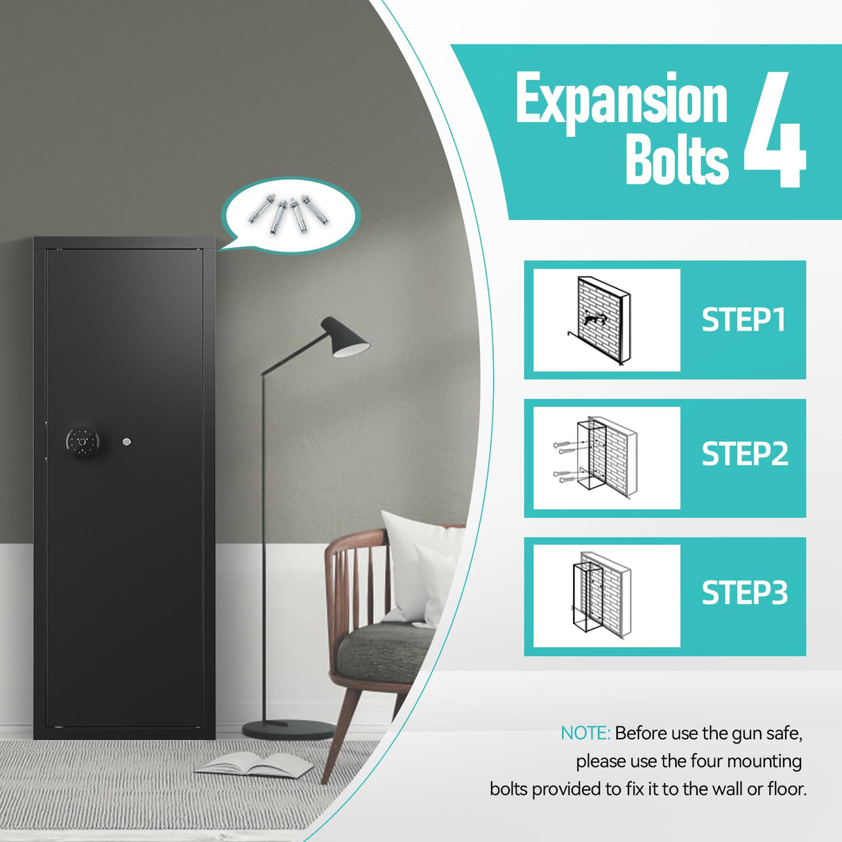 12 Gun Safe, Biometric Gun Safe, Gun Safe for Rifles and Pistols, Clearance Gun Safe, Rifle Safe, Gun Cabinet, Quick Access Gun safe, Large Gun Safe, Gun Safe with Removable Shelf and Gun Rack (A) Xyvaly