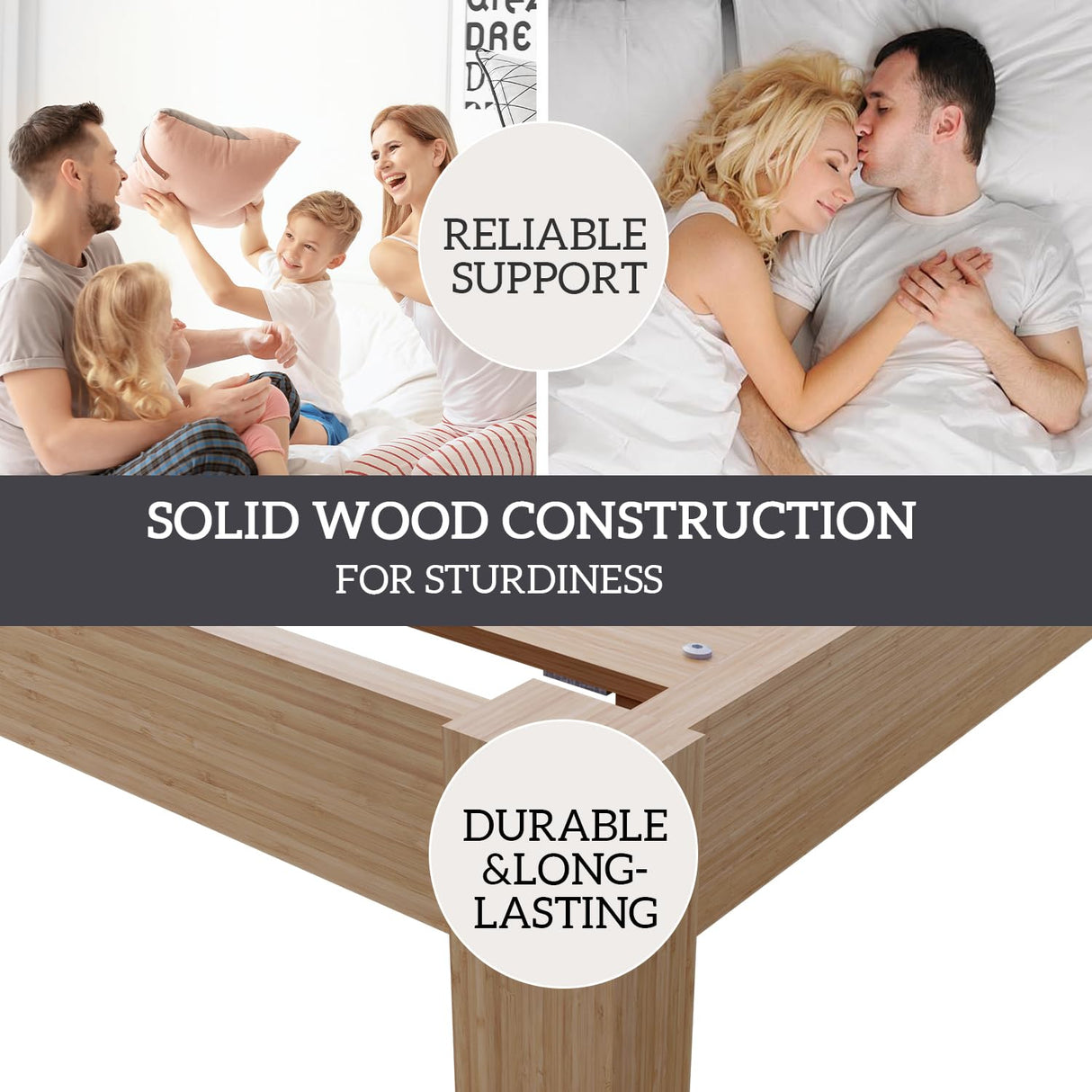 Bamboo Bed Frame Twin Size Wood Platform Bedframe Solid Stable with Non-Slip Slats Support Tall Bed No Box Spring Needed Heavy Duty Easy Assembly Noise Free Nature bambooflow