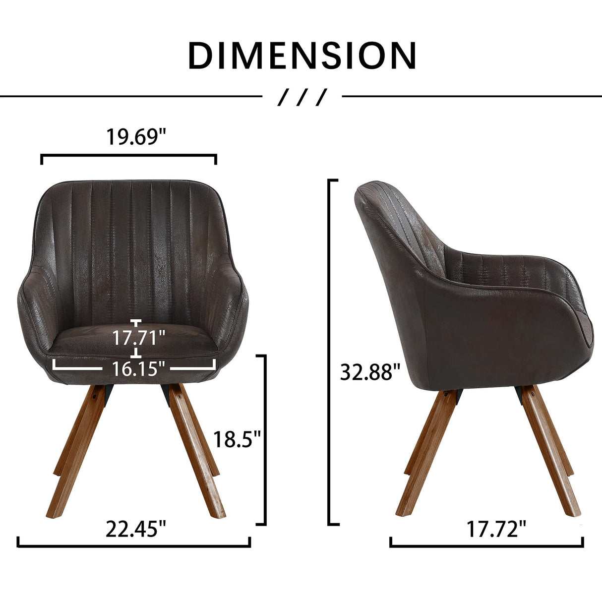 KithKasa Mid Century Modern Desk Chair No Wheels Swivel Accent Home Office Chair with Walnut Color Wood Legs for Living Room, Brown KithKasa