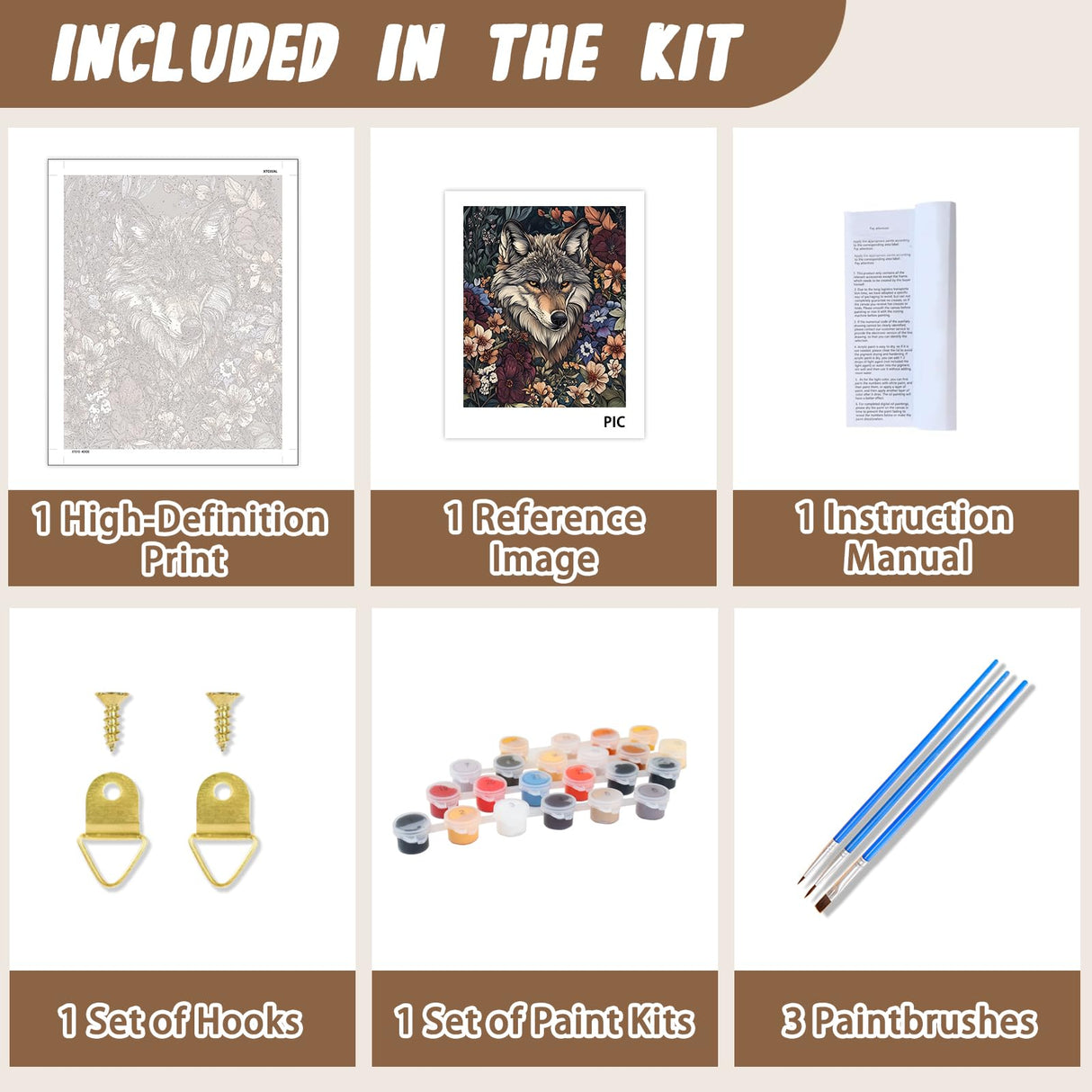 XTCIXAL Wolf Paint by Numbers Kit for Adults, Wolf Paint by Number for Adults, Beginners Acrylic Canvas Painting Kits for Home Wall Decor 16x20 Inch XTCIXAL