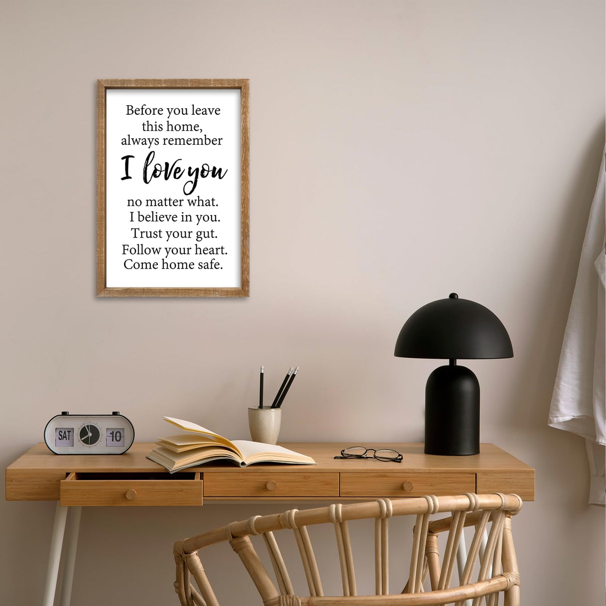 Before You Leave This Home Sign Wall Art Decor 16x11 Inch Rustic Farmhouse Living Room I Love You Inspirational Family Wood Framed Sign Entryway Motivationa And Romantic Wall Hang (Wood) comurdyo