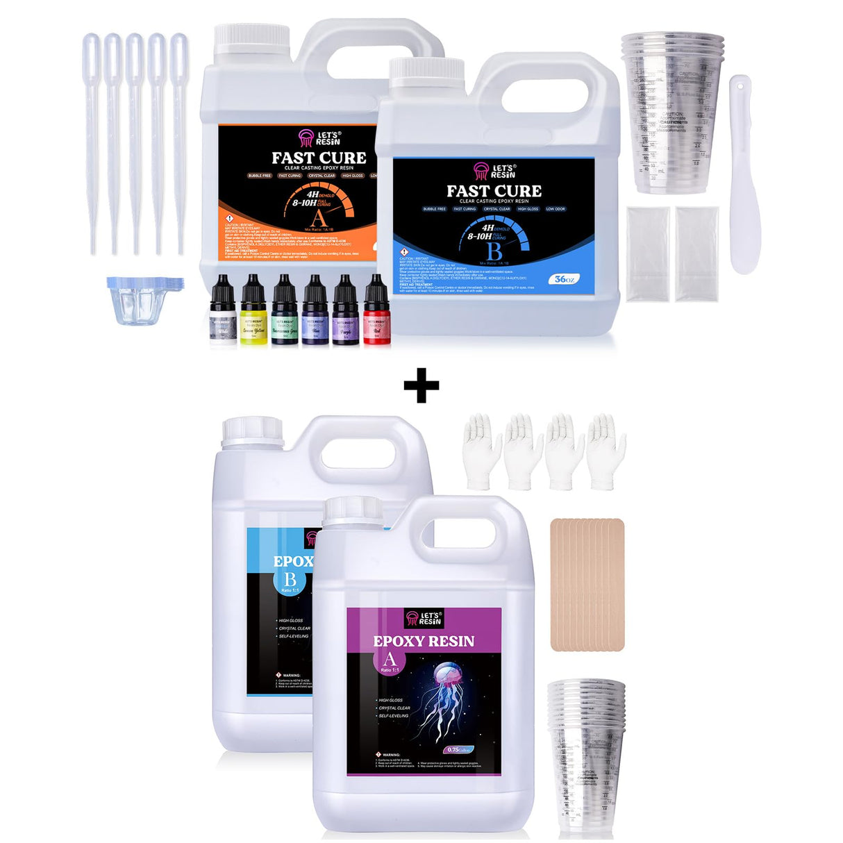 Bundle Set of 72oz Fast Cure Resin and 1.5 Gallon Epoxy Resin Kit LET'S RESIN