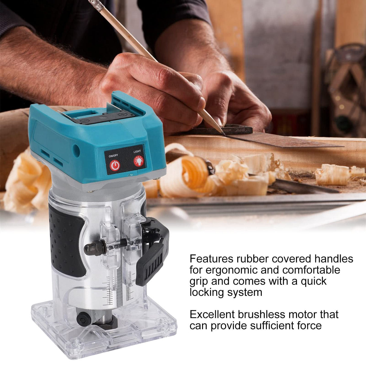 Respicefinem 6 Router 18V 19.0×17.0×12.0 Brushless Trimming Carving Machine Brushless Woodworking Router 18V Battery Hole Trimmer For Bl1815 Trimming Router Woodworking Hole Trimme Respicefinem