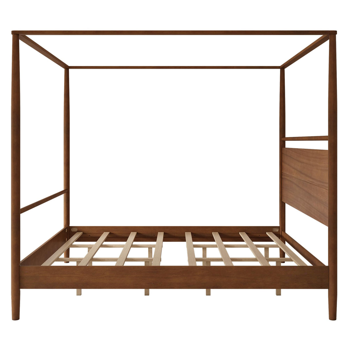 Merax Wood Canopy Bed Frame King Size, Four Posters Bed/Squeak Resistant/No Box Spring Needed, Walnut Merax