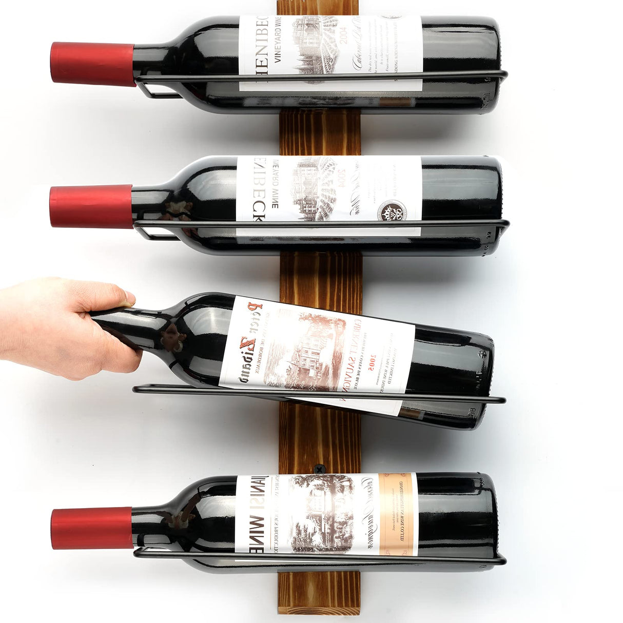 Feemiyo Wall-Mounted Wine Rack - Pine Wood Holder for 12 Bottles - Display for Kitchen, Dining Room, Bar Feemiyo