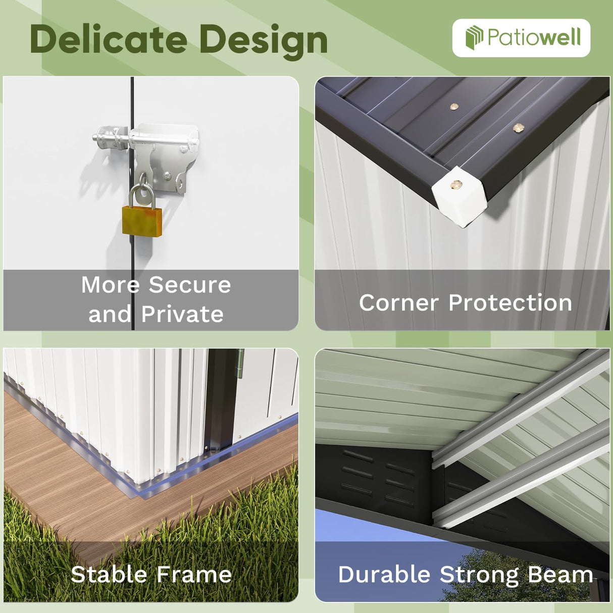 Patiowell 6x4 FT Outdoor Storage Shed, Garden Tool Storage Shed with Sloping Roof and Double Lockable Door, Outdoor Shed for Garden Backyard Patio Lawn,White Patiowell