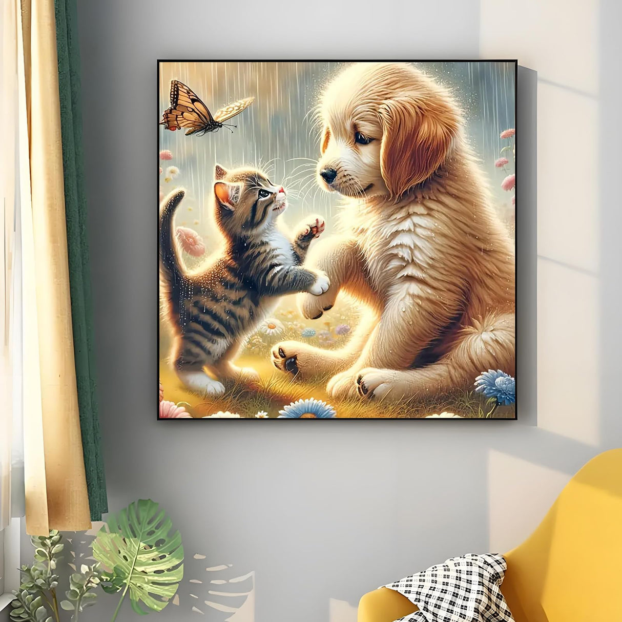 Diamond Painting Kits for Adults, Cute Dog and Cat Diamond Art Kits for Adults Beginner, DIY Full Drill Animal Diamond Dots Paintings with Gem Art and Crafts for Adult Home Decor 11.8x11.8 in Shouruihua