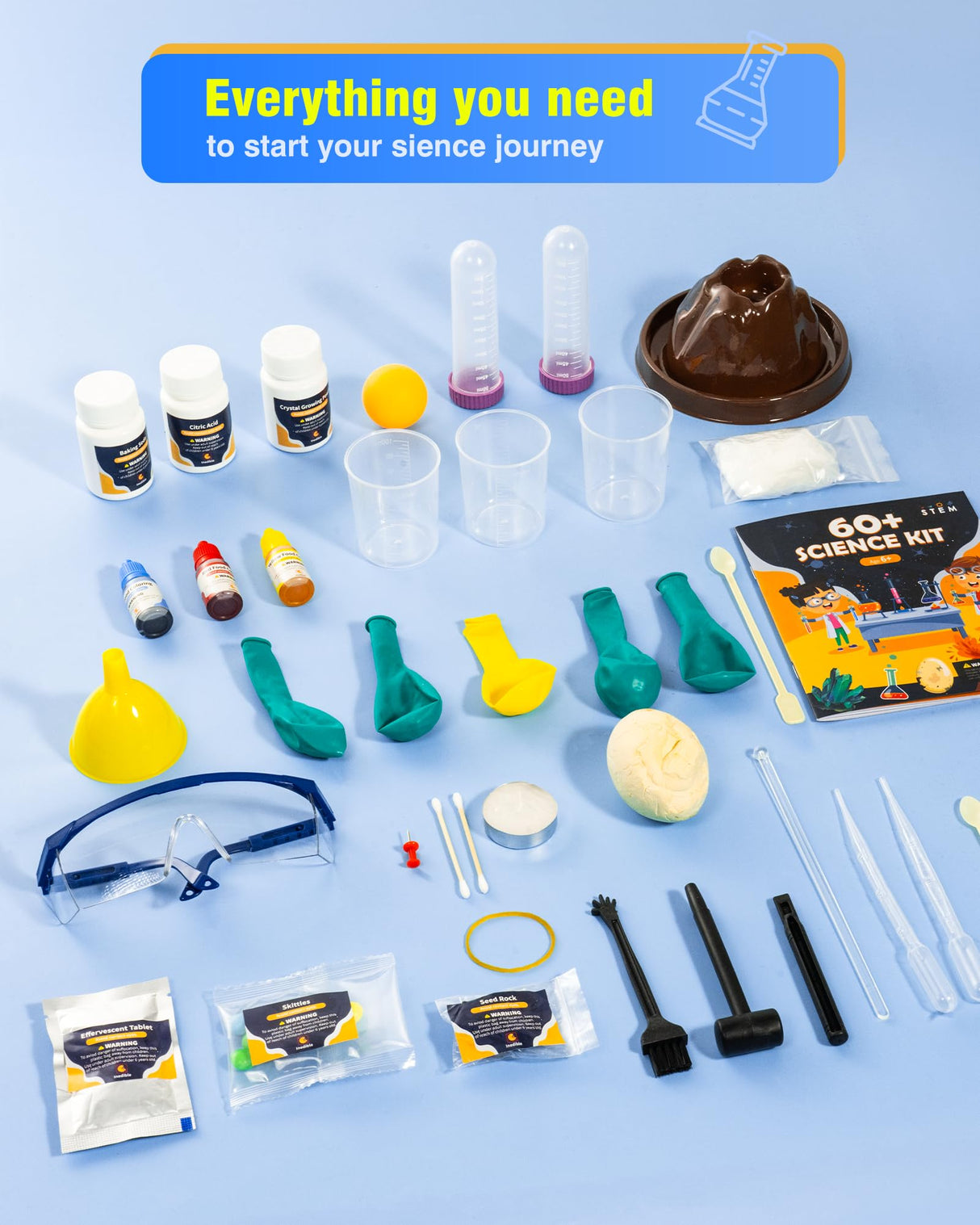 60+ Science Experiment Kit for Kids Ages 5-6-7-8, STEM Educational Science Gifts for Kids, First Science Kit for Boys Girl Birthday melican