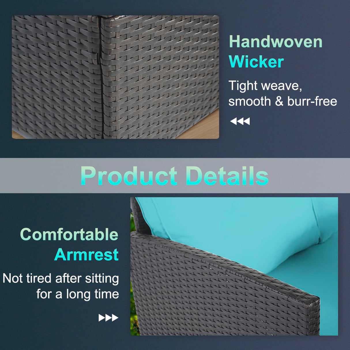 Patio Dining Sets 7 Pieces Outdoor Table and Chairs Patio Dining Table Set with Space Saving Rattan Chairs Outdoor Backyard Porch Poolside Balcony Garden Furniture with Coffee Table (Blue) PayLessHere