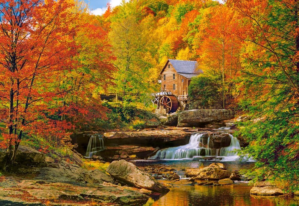 CASTORLAND 1000 Piece Jigsaw Puzzles, Magical Autumn, Water mil, Nature Puzzles, Waterfall, Adult Puzzle, Castorland C-104918-2 Castorland