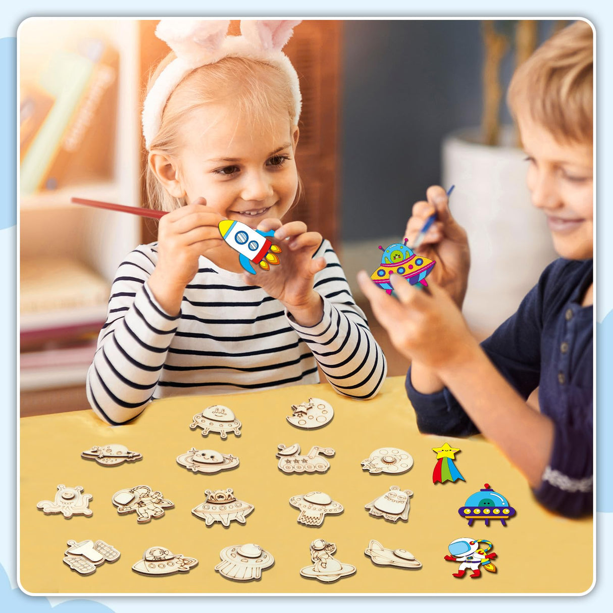 36 Outer Space Wooden Magnet Painting Craft Kit DIY Kids Astronaut Arts Crafts Painting Kit for Kids DIY Creativity Art Supplies for Boys Girls Party Favor Ages 4-8 8-12 Birthday Summer Crafts Gifts gisgfim