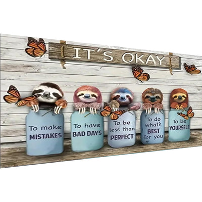 BOHADIY Inspirational Diamond Painting Kits for Adults 5D Diamond Art Kits for Adults, Sloth Large Size 16x27.5 Inch DIY Full Drill Paintings with Diamonds Gem Art Crafts for Home Wall Decor