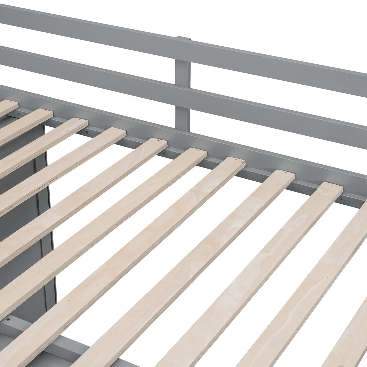 Quarte Multifunctional Loft Bed, Full Size Loft Bed with Built-in Wardrobes, Cabinets and Drawers for Kids Teens Adults, No Box Spring Required (Gray/Pine3, Full) Quarte