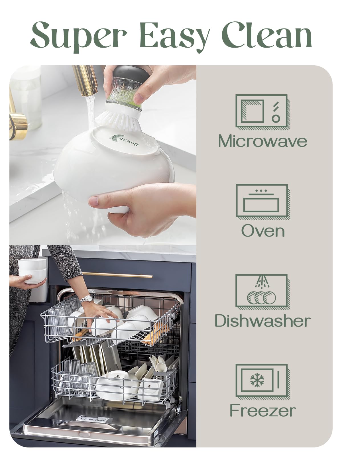 DOWAN 5.8" Deep Soup Bowls & Cereal Bowls - 30 Ounces Large Bowls Set of 4 for Kitchen - White Ceramic Bowls for Cereal, Soup, Oatmeal, Salad, Ramen, Noodle, Rice - Dishwasher & Oven Safe DOWAN