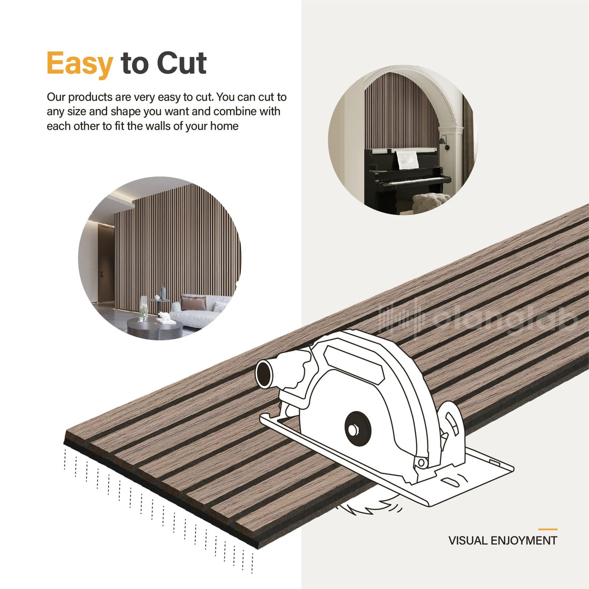 Olanglab Wood Slat Wall Panels, 2 Pack Wood Slats for Wall, 94.48"x 12.59"x 0.82" Each, 3D Wall Panels for Interior Wall Decor, (Brown Walnut) Olanglab