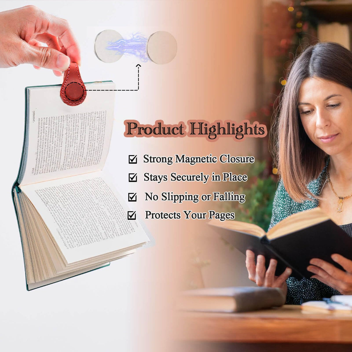 Personalised Magnetic Leather Bookmark, Custom Bookmark, Reader Gift, Book Lover Gift, Anniversary Gift, Wedding Gift (Customized All Colors) KIKIDWIS