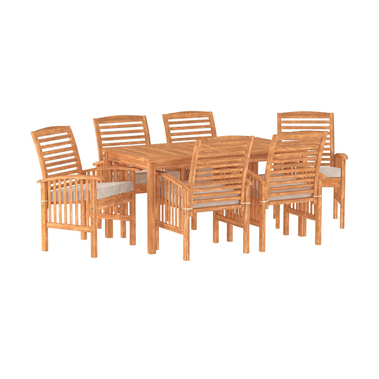 Walker Edison Rendezvous Modern 7 Piece Solid Acacia Wood Outdoor Dining Set, Set of 7, Brown Walker Edison