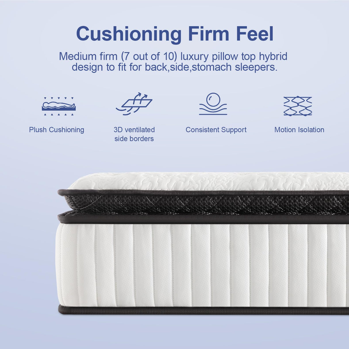Suiforlun California King Mattress, 12 Inch Gel Memory Foam Hybrid Cal King Mattress in a Box, Medium Firm Pocket Spring Mattresses for Back Pain Relief, 120 Nights Trial Suiforlun