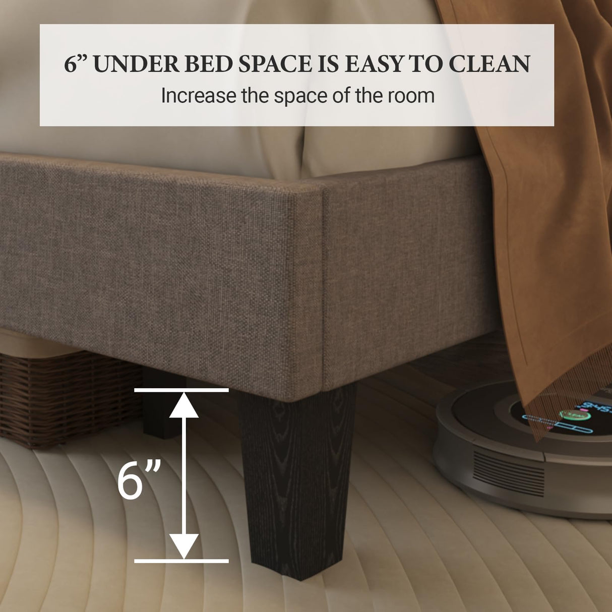 Forrise Full Size Upholstered Bed Frame with LED Lights and USB Ports - Modern Noise-Free Design in Grey Forrise