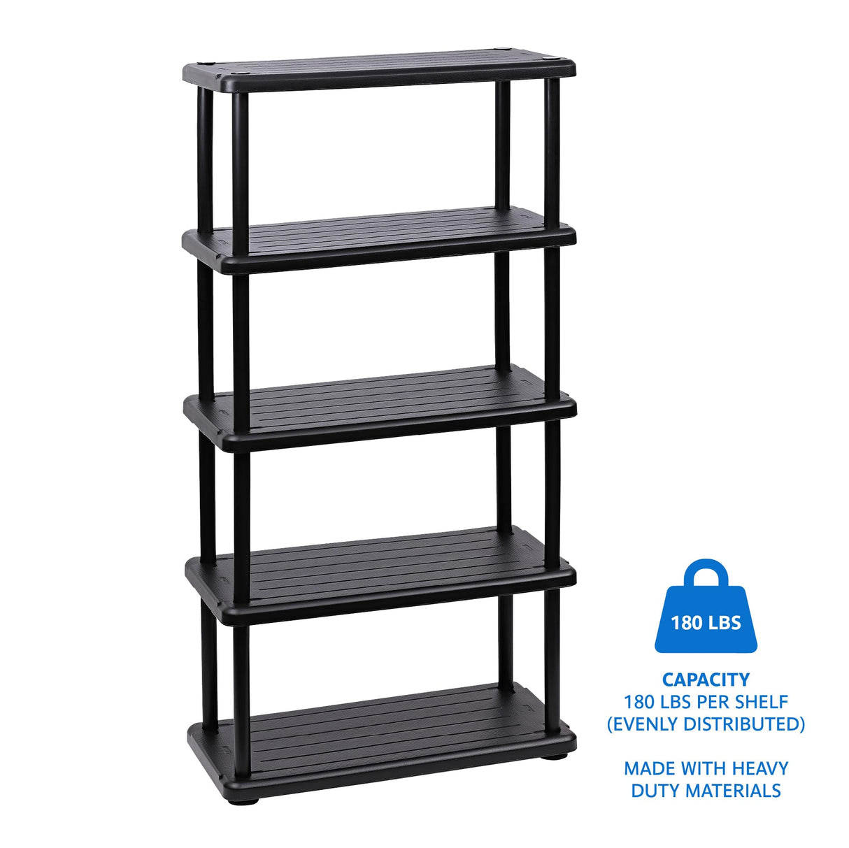 Iceberg Rough 'N Ready 5-Shelf Open Storage Unit, Black, 36" W x 74" H x 18" D Iceberg