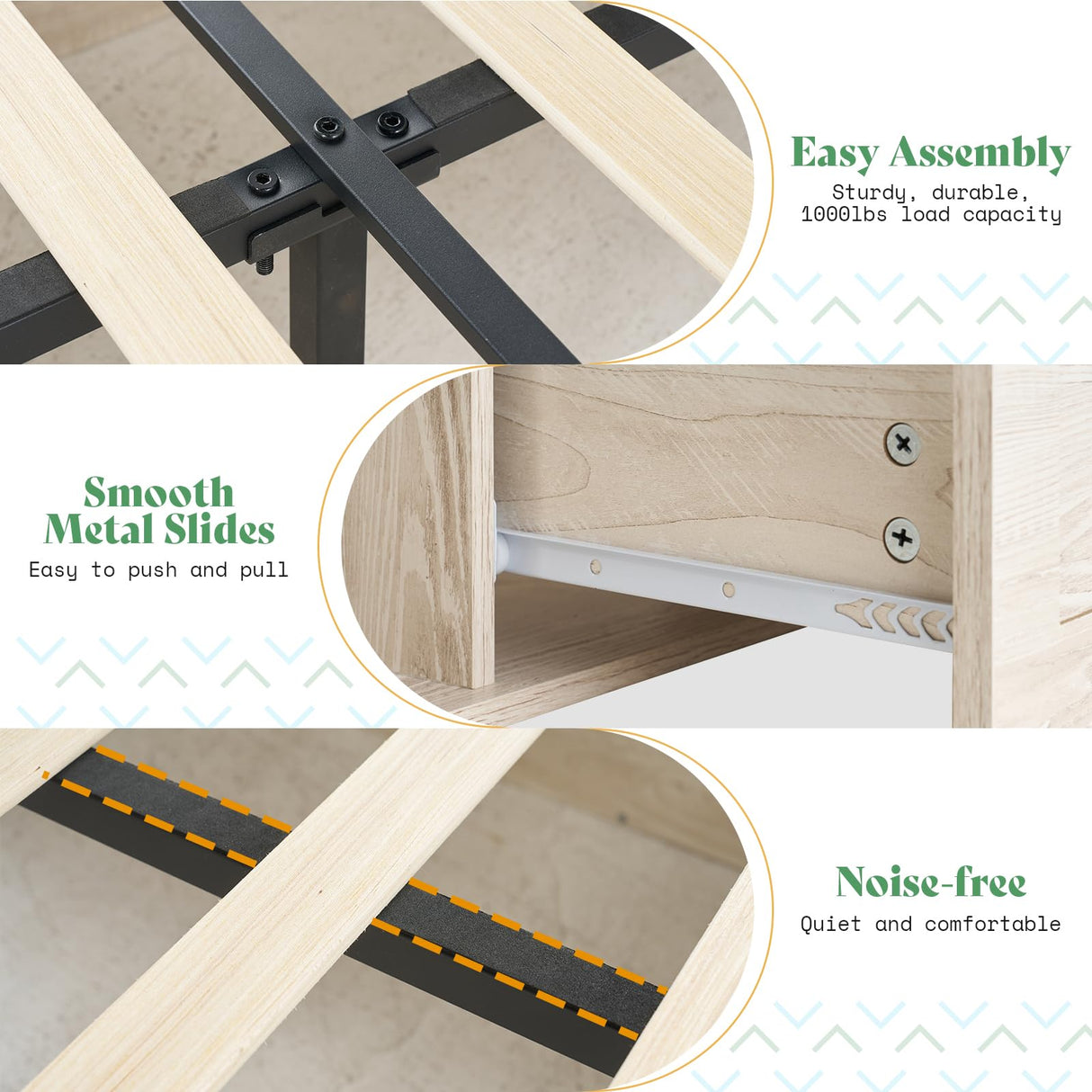 AMERLIFE Farmhouse Bed Frame with 4 Drawers & 4 Open Storage Space, Queen Size Storage Bed with LED Light & Charging Station, Wooden Slats, Noise Free, Rustic White AMERLIFE