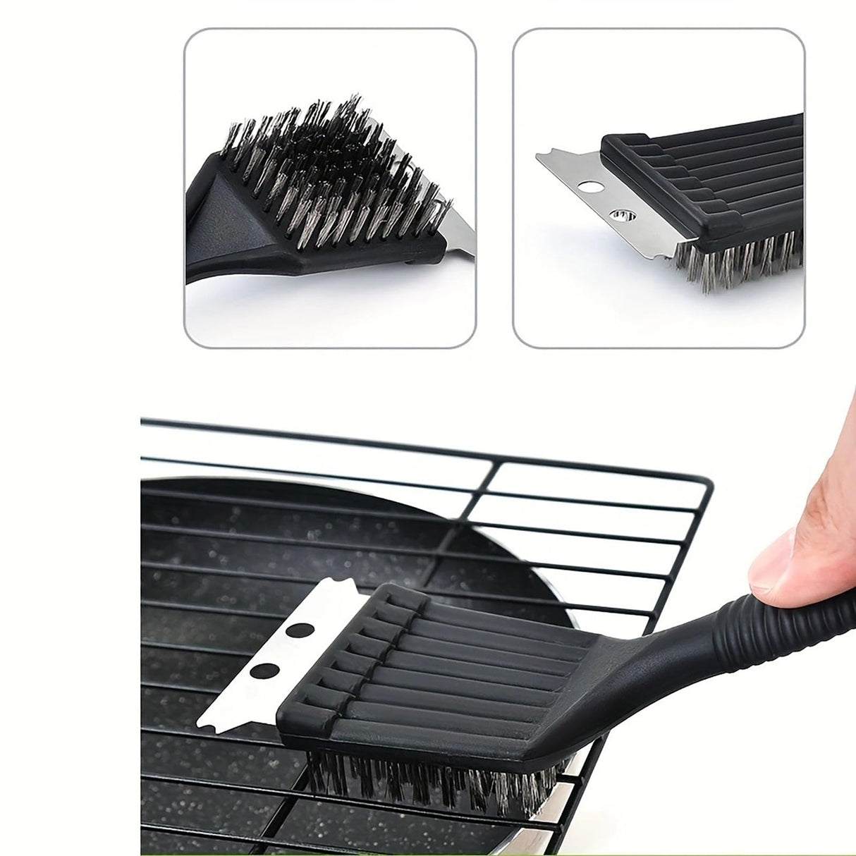 Grill Brush, 2 Pcs 8.3 Inch x 2.8 Inch Stainless Steel with Plastic Handle for Barbecue Net Cleaning (2) YIKANGHENG