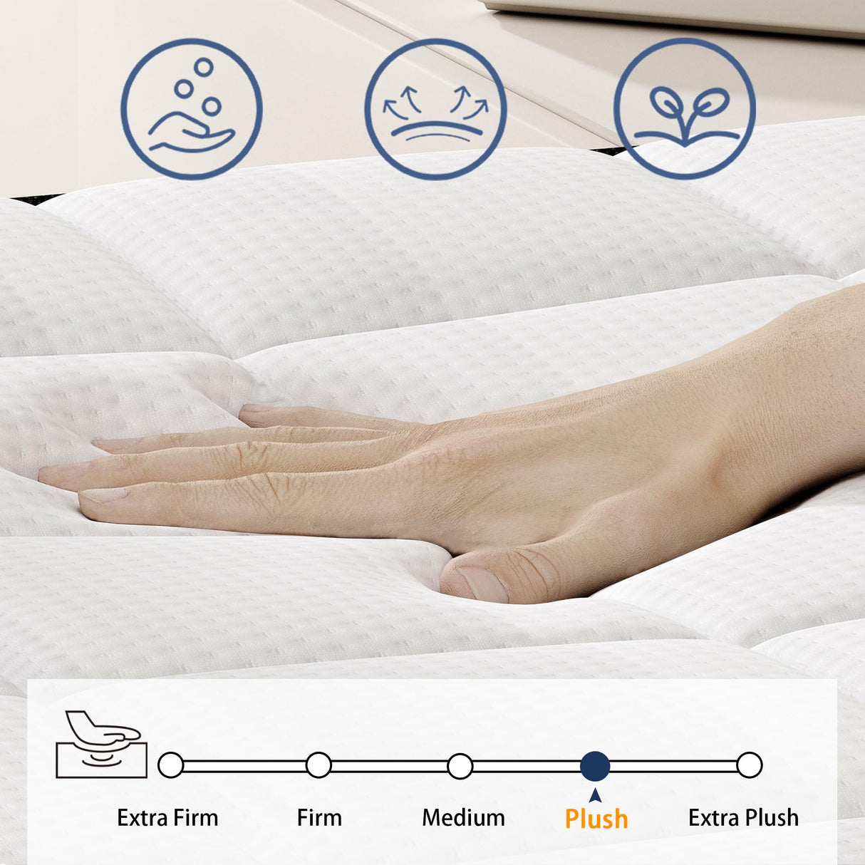 LETMOON King Mattress, 14 Inch Hybrid King Size Mattress, Plush Firm Mattress with Memory Foam and Pocket Springs, 3 Coils Strong Edge Support, Pressure Relief, Bed in Box LETMOON