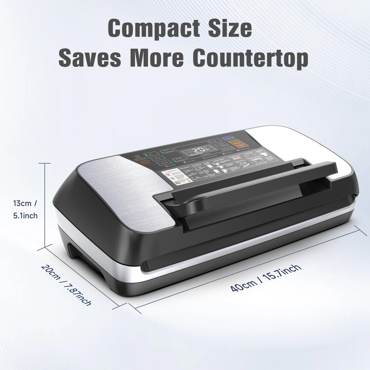 Commercial Food Vacuum Sealer Machine, 230 Watts Food Sealer Vacuum Sealer for Food with Double Heat Seal, Easy Lock Handle, 12 Functions, 1 Roll and 10 Pre-cut Bags, Progress Display OidoZac