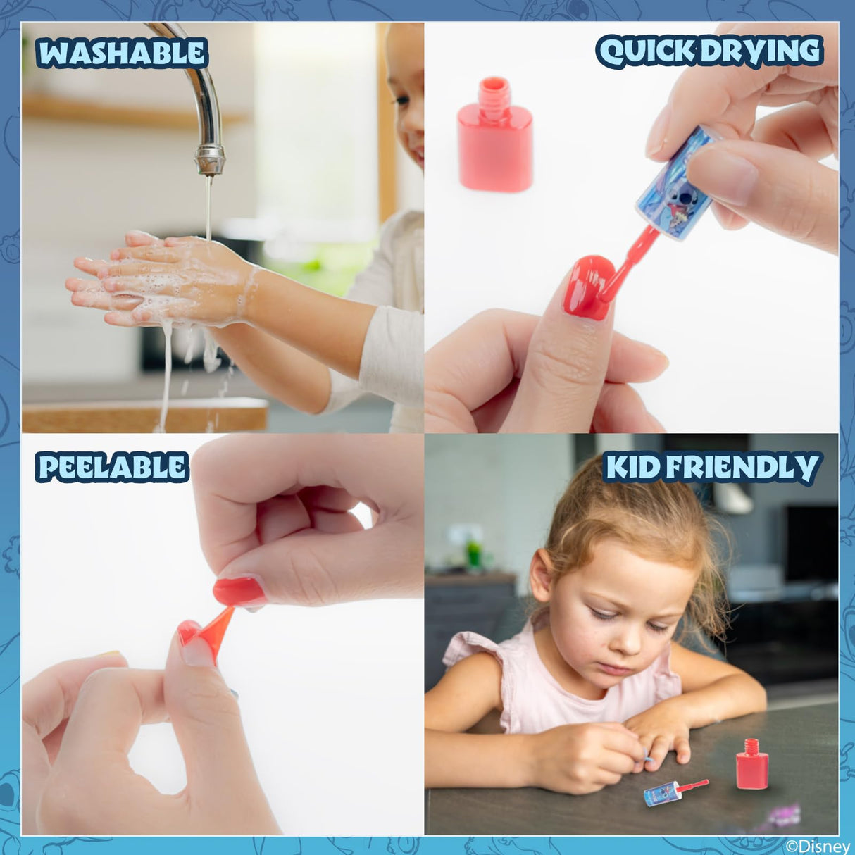 Townley Girl Disney Stitch 15 Piece Water-Based Nail Art Activity Makeup Set, Includes Nail Polish, Nail Brush and Nail Files, For Parties, Sleepovers and Makeovers, Ages 6 Townley Girl