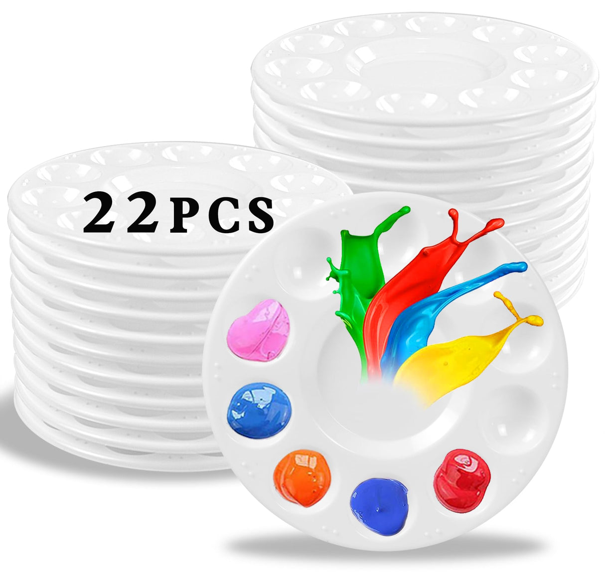 22pcs Paint Palettes, Plastic Paint Tray Palette, Paint Pallet for Adults & Kids, for Painting or DIY Craft Class, White HYL.LL&RQ