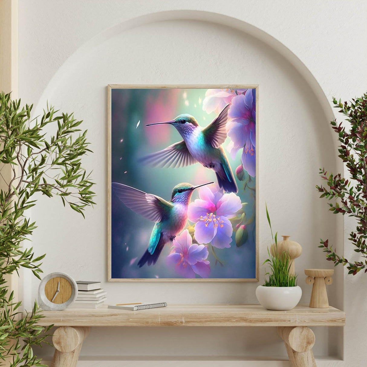 Hummingbird Diamond Art Kits for Adults, Birds Round Full Drill Diamond Painting Kits for Beginners Gem Art Painting Kits, DIY 5D Diamond Dots Painting with Diamond Arts and Crafts Decor 12x16inch YSUNETER