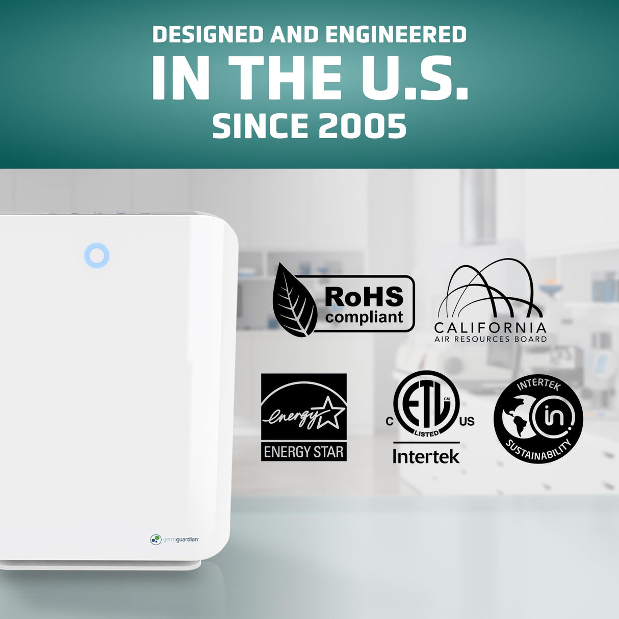 GermGuardian HEPA Air Purifier for Home, Large Rooms up to 1760 Sq. Ft. with HEPA Air Filter & UV-C Light, Zero Ozone Verified, AC5900WCA, White GermGuardian