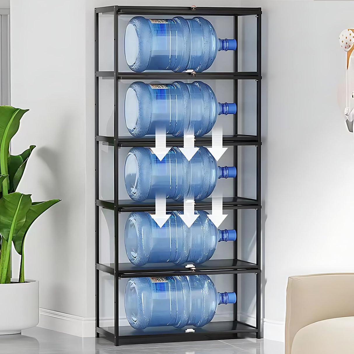 ouioyggk Curio Display Cabinet, 5-Tier Storage Shelves with Acrylic Glass Door, Collectibles Toy Organizers Rack & Display Shelf, Kids Bookshelf and Bookcase for Playroom, Bedroom ouioyggk