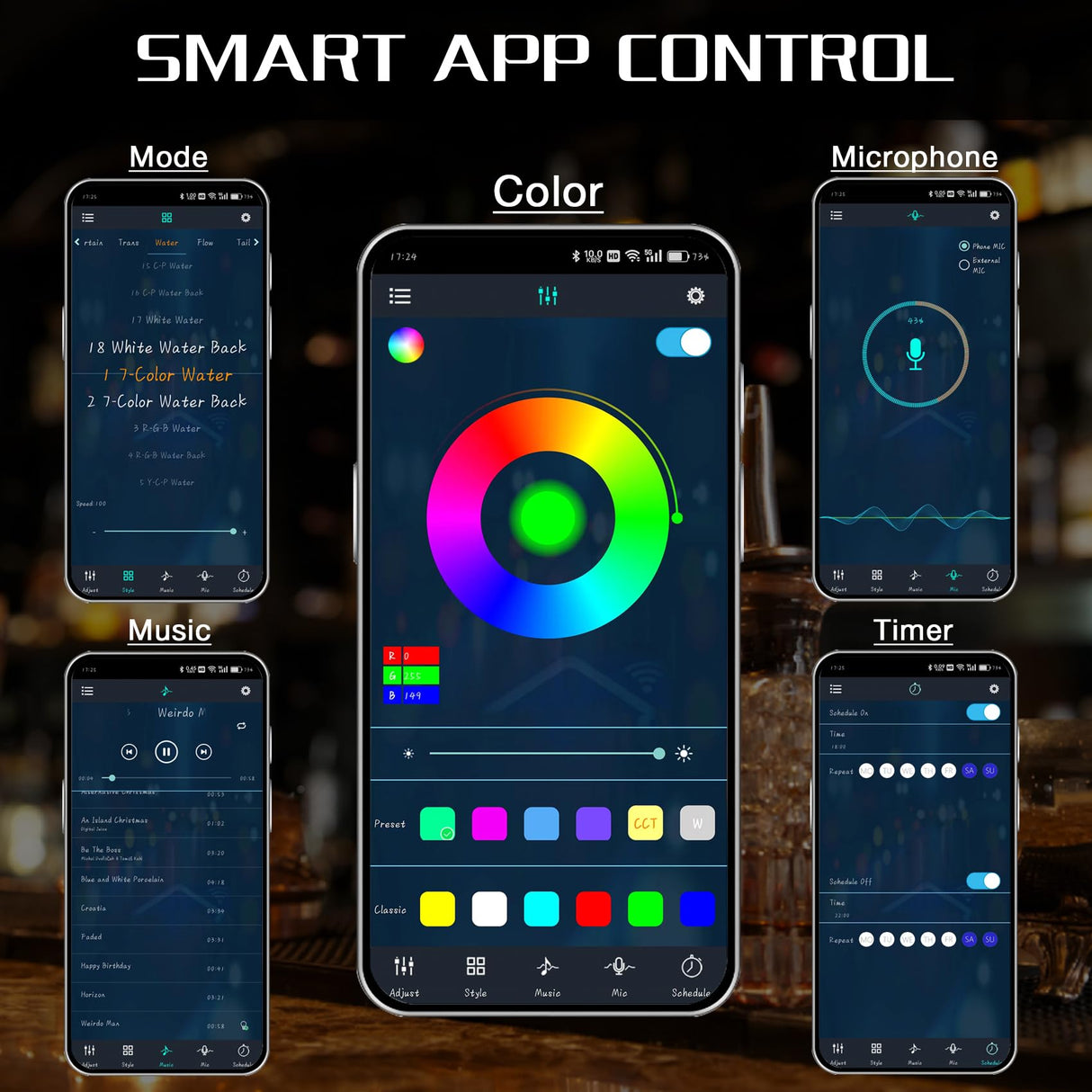 ClarityCraze LED Lighted Liquor Bottle Display Shelf, 3Tiers 16Inch Bar Bottle Display Shelf with Remote and App Control for Home Bar Party Whiskey Wine Coffee Syrup Water Bottle Display ClarityCraze