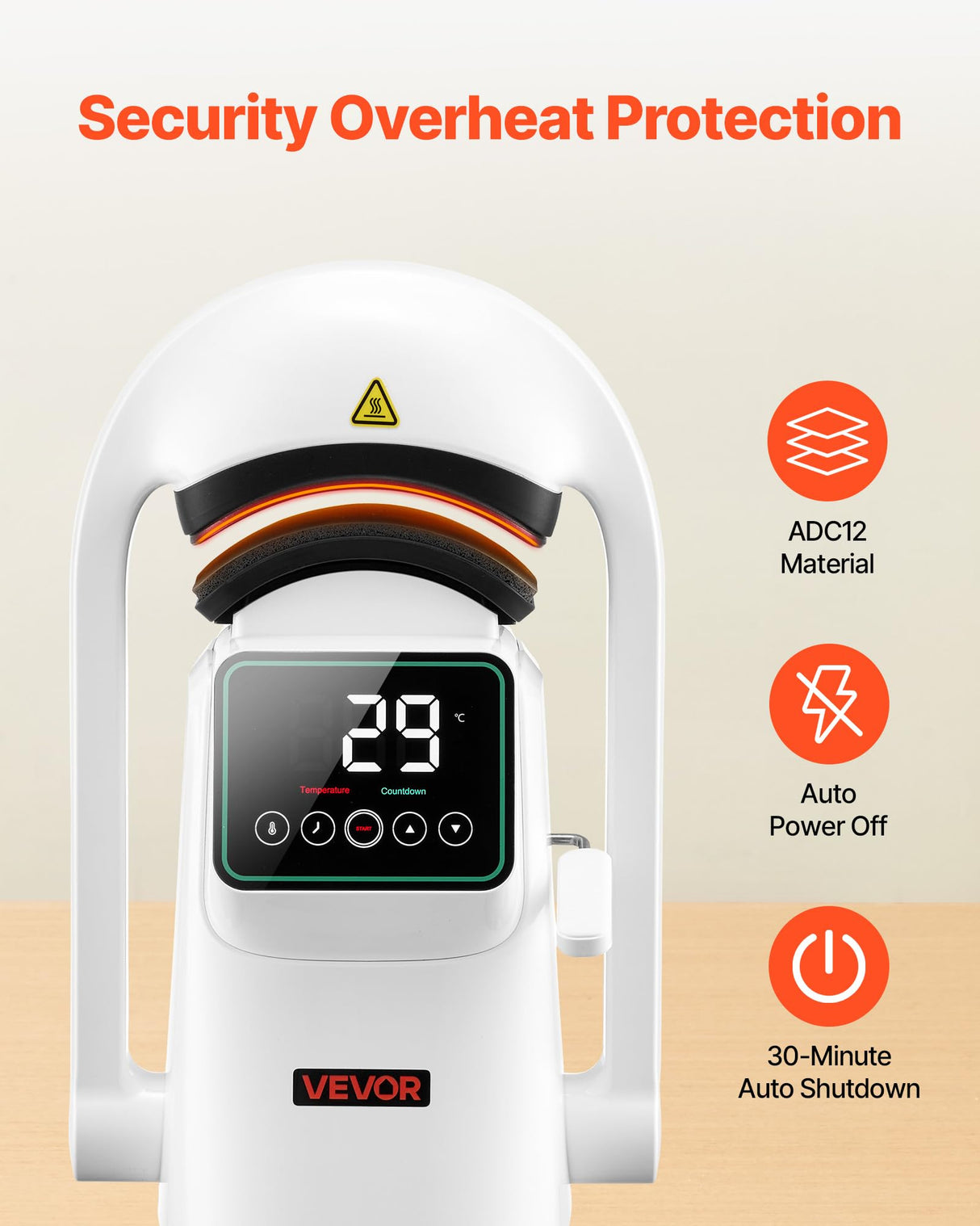 VEVOR Auto Hat Heat Press Machine, with 2pcs Interchangeable Platens, Automatic Open and Release, Touchscreen for Precise Time and Temperature Control, Heat Transfer Printing for Caps, Hats, White VEVOR