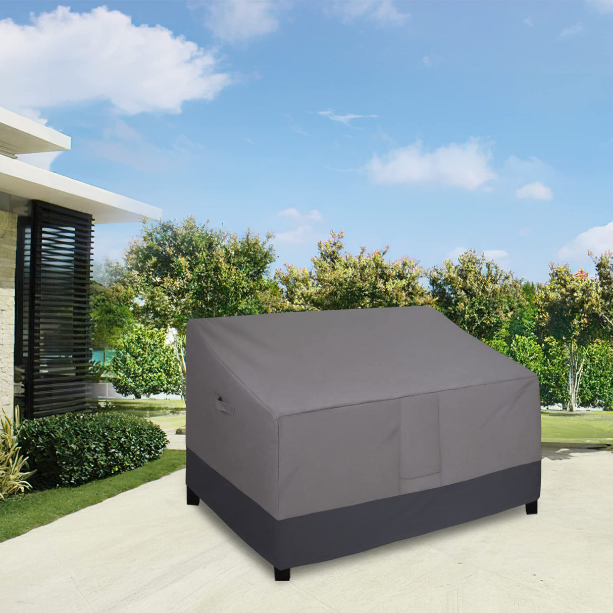 Easy-Going Waterproof Outdoor Sofa Cover, Heavy Duty 2 Seater Outdoor Loveseat Cover, Windproof Patio Furniture Cover with Air Vent (58Wx32.5Dx31H inch, Gray/Dark Gray) Easy-Going