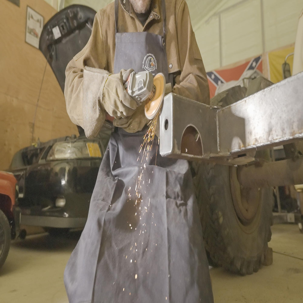 Strongarm Blue Welding Apron Flame Resistant Arc-Rated with X-tech Comfort Fastening Straps 24x36 (2023 Version) The Strongarm American Welding Company