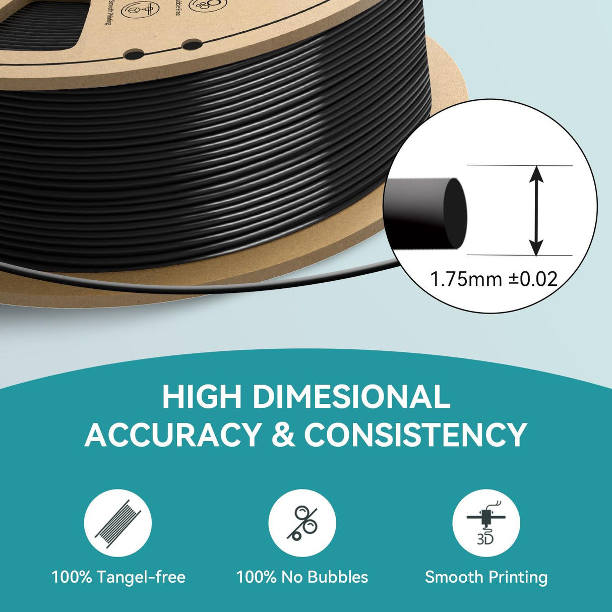SUNLU Official Elite PETG Filament 1.75mm - 1kg(2.2lbs) Strong 3D Printer Filament, 1.75mm Dimensional Accuracy +/- 0.02mm, 320 Meters, Black YOOPAI