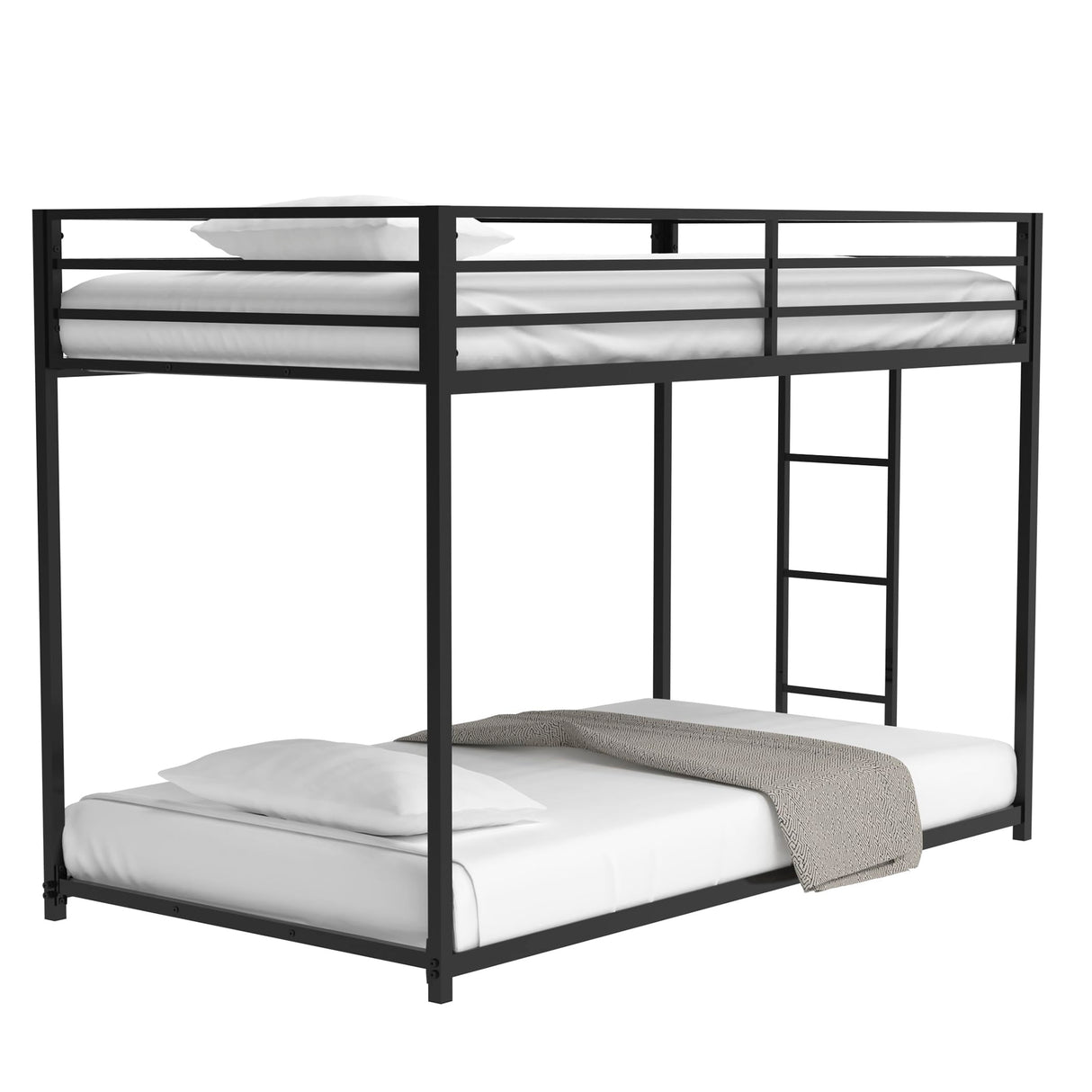 Bellemave Twin Over Twin bunk Bed,Metal Floor Bunk Bed, Bunk Bed for Kids, Adults, Bunk Bed for Boys, Girls, Adult bunk beds Heavy Duty, Twin Over Twin, Black Bellemave