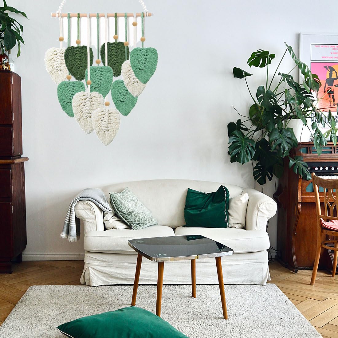 Ewparts Macrame Leaves Wall Hanging Kit Macrame Kits for Adults Beginners Easy Macrame Leaf Hanging Making kit with 4mm Macrame Cord,Instruction Book,Wooden Beads for Starters Adults DIY Craft Kit Ewparts