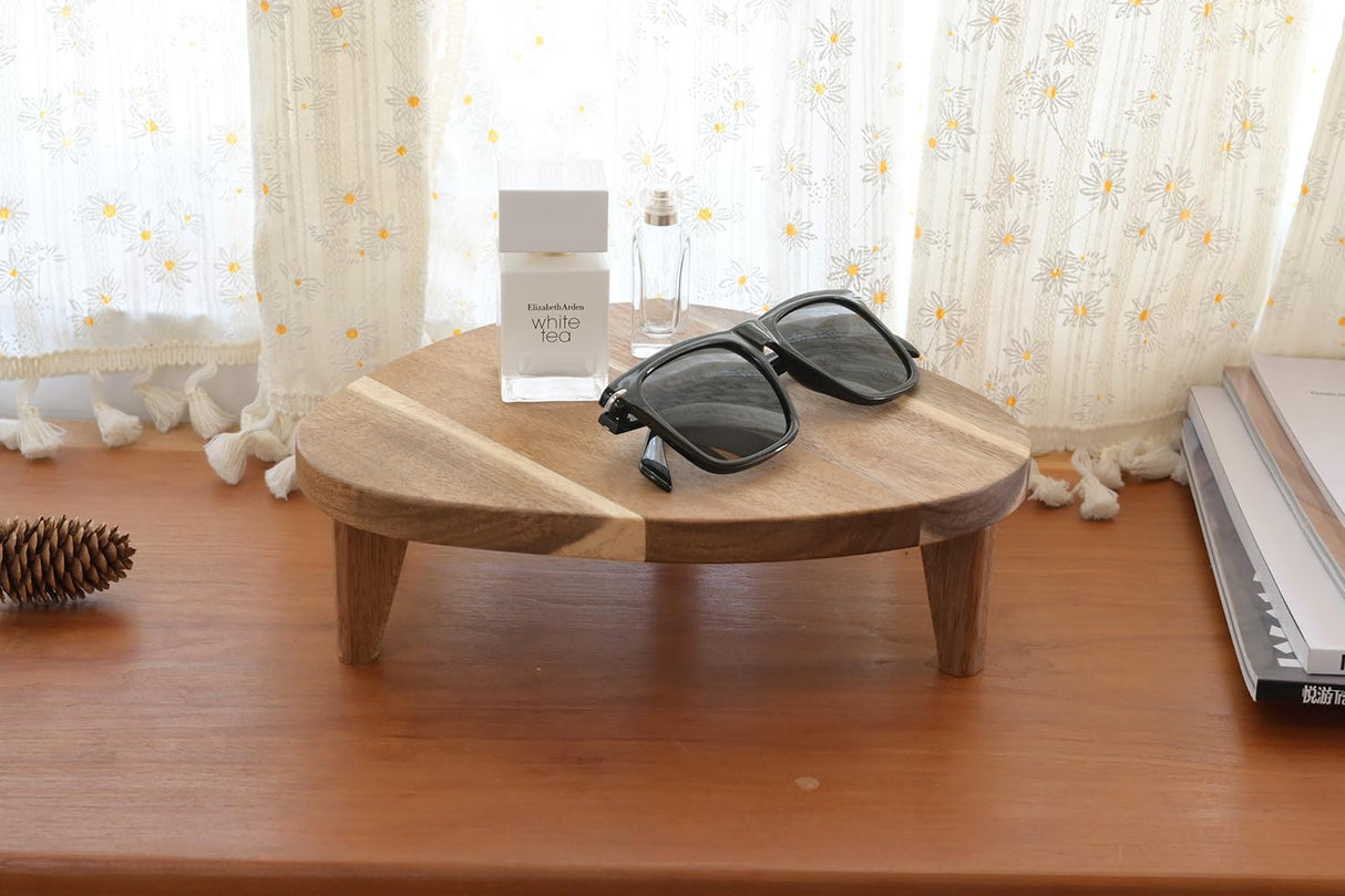 RiLiKar Wood Corner Pedestal Stand Triangle Decorative Farmhouse Wood Riser for Display Wooden Stand Soap Tray Candle Plant Holder Kitchen Bathroom Coffee Bar Counter Organizer RiLiKar