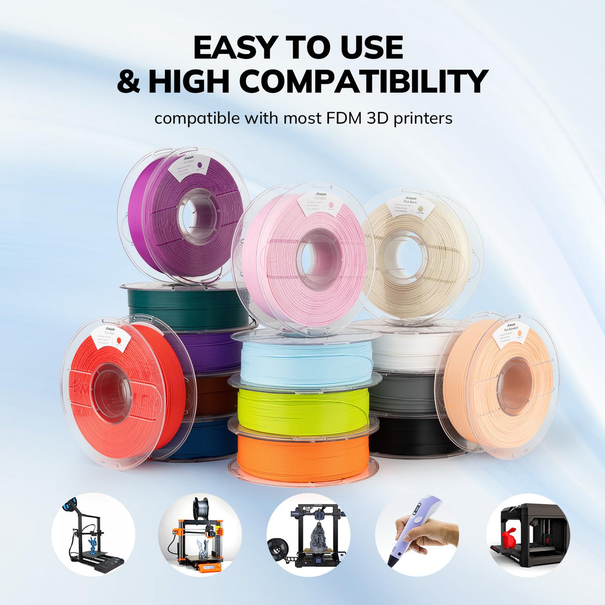 AMOLEN 3D Printer Filament PLA, True High Speed 600mm/s 1.75mm PLA Filament Peach Fuzz (Flesh color)PLA, 1KG/2.2lb, Dimensional Accuracy +/- 0.02 mm, Smooth & Non-Tangle, Fits for Most FDM 3D Printer AMOLEN